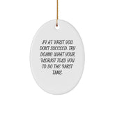 Funny Florist Gifts from Men to Florist Friends This Christmas Unique Oval Ornament, Oval Shaped White Florist Decor - Image 1
