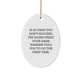 Funny Game Warden Inspirational Oval Ornament Gifts for Men from Friends - Image 1