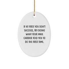 Funny Mail Carrier Gifts, Oval Ornament with Quote, Gifts from Family for Mail Carrier, Unique Christmas Unique Gifts - Image 1