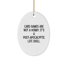 Funny Card Games Oval Ornament Gifts for Card Game Fans from Friends, Unique Christmas Ornaments for Card Games Enthusiasts, Oval Decor for Home Offices - Image 1