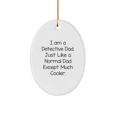 Funny Detective Dad Gifts for Men - Oval Ornament, 'I Am A Detective Dad' Christmas Unique Gifts from Family - Image 1