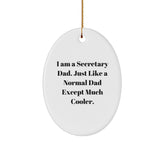Funny Secretary Gifts from Men, Oval Ornament with I Am A Secretary Dad Quote, Christmas Unique Gifts for Secretary, Secretary Dad Oval Ornament, Durable MDF Material - Image 1