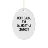 Keep Calm Chemist Gifts for Christmas - Oval Ornament from Friends to Family - Image 1