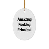 Funny Principal Gifts - Amazing F--king Principal Oval Ornament, Unique Christmas Unique Gifts from Friends or Family - Image 1