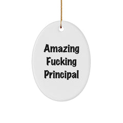 Funny Principal Gifts - Amazing F--king Principal Oval Ornament, Unique Christmas Unique Gifts from Friends or Family - Image 1