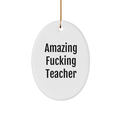Funny Teacher Gifts from Friends for Christmas - Amazing Oval Ornament - Image 1