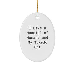 Funny Tuxedo Cat Oval Ornament Gifts from Friends for Christmas Unique - Image 1