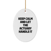 Actuary Gifts, Funny Oval Ornament, 'Keep Calm And Let The Actuary Handle It', Christmas Unique Gifts from Men to Actuary Friends - Image 1