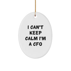 Funny CFO Gifts from Friends - I Can't Keep Calm I'm A CFO Oval Ornament for Christmas Unique Gifts - Image 1
