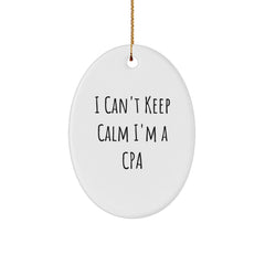 Funny I Can't Keep Calm I'm A CPA Gifts for Christmas Oval Ornament, Gifts from Friends to Family - Image 1
