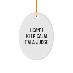 Funny Judge Oval Ornament Gifts from Friends for Judge Friends Unique Christmas Decorations I Can't Keep Calm - Image 1