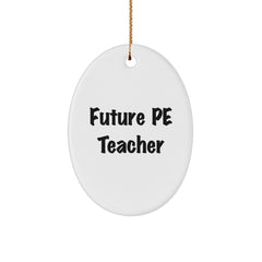 Funny Quote Gifts for PE Teacher, Oval Ornament, Christmas Unique Presents from Friends, Family, Coworkers, or Men, Women - Image 1