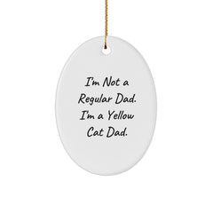 Funny Yellow Cat Dad Oval Ornament Gifts for Him from Family, Friends, or Coworkers Perfect for Christmas - Image 1