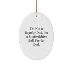 Funny Staffordshire Bull Terrier Dog Oval Ornament Gifts for Him from Dad, Unique Christmas Unique Gifts for Staffordshire Bull Terrier Dad - Image 1