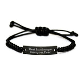 Unique Christmas Unique Gifts for Landscape Designer Friends from Family, 'Best Landscape Designer Ever' Funny Rope Bracelet, Adjustable Black Rope - Image 1