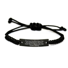 Funny Ambulance Driver Gifts, 'I'm Not Perfect' Quote Rope Bracelet for Men, Adjustable Birthday Unique Gift from Family or Friends - Image 1