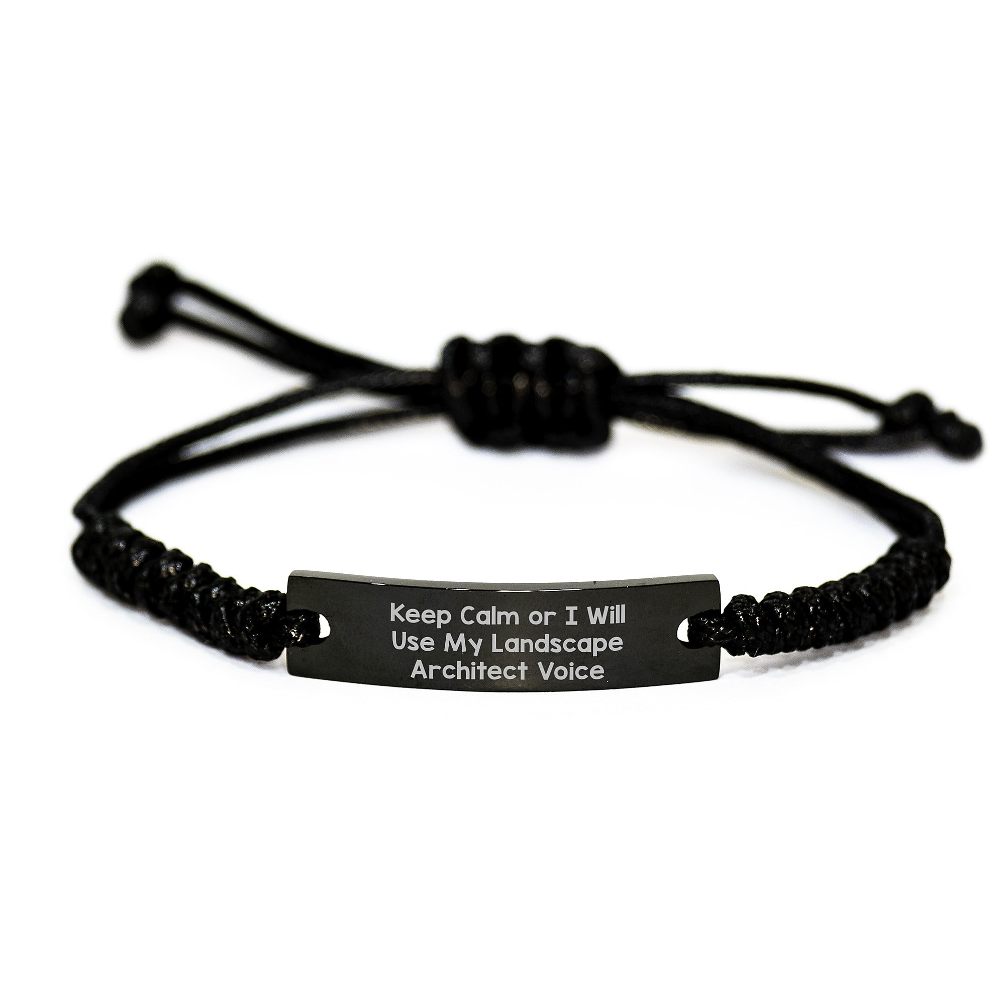 Landscape Architect Gifts for Men Funny Rope Bracelet - Keep Calm or I Will Use My Landscape Architect Voice, Black Adjustable Rope, Christmas Unique Gifts from Friends - Image 1