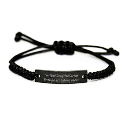 Sexy Mail Carrier Rope Bracelet Funny Birthday Unique Gift for Husband, Funny Mail Carrier Themed Rope Bracelet with Quote, Gift from Husband to Wife, Unique Birthday Present for Mail Carrier - Image 1