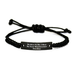 Woodworker Rope Bracelet Funny Quote Gifts from Men to Friends for Christmas - Image 1