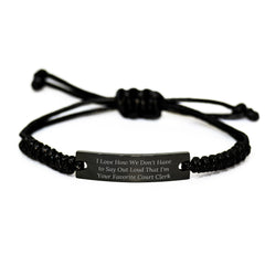 Funny Court Clerk Gifts Rope Bracelet Adjustable Black Stainless Steel with Interlaced Rope Perfect for Court Clerk Christmas Unique Gifts from Friends and Family - Image 1