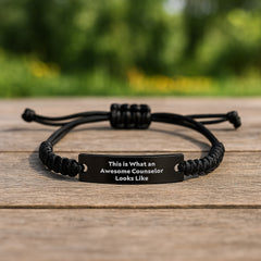 Counselor Gifts from Friends, Unique Rope Bracelet with Inspirational Quote, This Is What An Awesome Counselor Looks Like, Gifts for Counselor - Image 2