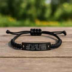 Claims Adjuster Mom Rope Bracelet, Funny Quote, Birthday Unique Gifts from Mom to Claims Adjuster, Adjustable Black Stainless Steel with Interlaced Rope, 3.34-9.84 inches - Image 2