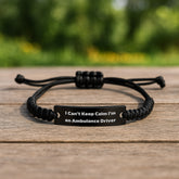 Funny Ambulance Driver Gifts from Friends, Christmas Unique Rope Bracelets for Ambulance Driver Men with I Cant Keep Calm Im An Ambulance Driver Quote, Black Stainless Steel Interlaced Rope - Image 2