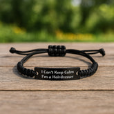 Funny Hairdresser Gifts - 'I Can't Keep Calm I'm A Hairdresser' Quote Rope Bracelet, Black, Adjustable, Gifts from Friends, Birthday Unique Gifts for Hairdresser - Image 2