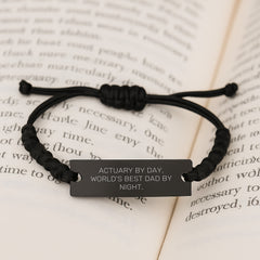 Actuary Gifts for Men, Actuary By Day, World's Best Dad By Night. Rope Bracelet, Graduation Unique Gifts from Dad to Actuary - Image 3