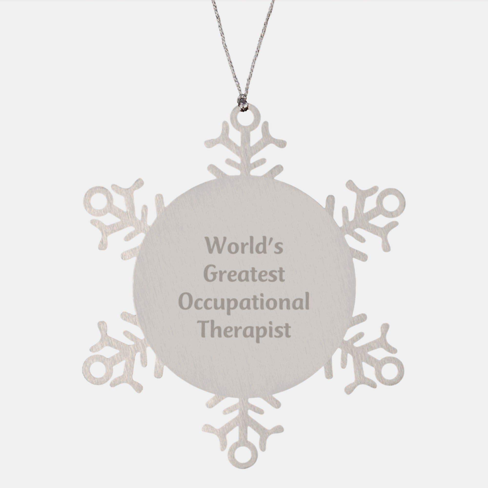Funny Occupational Therapist Gifts for Men from Friends, Unique Snowflake Ornament with Quote 'World's Greatest Occupational Therapist' - Christmas Unique Gifts - Image 1