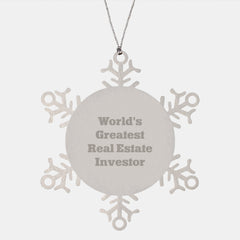 Funny 'World's Greatest' Real Estate Investor Gifts from Family, Snowflake Ornament, Christmas Unique Gifts for Real Estate Investor Men, Women, Friends, and Coworkers - Image 1