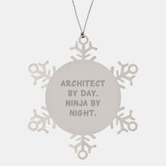Architect Gifts: 'Architect By Day. Ninja By Night.' Snowflake Ornament, Christmas Unique Gifts from Friends - Image 1