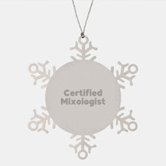 Mixologist Fun, Funny Snowflake Ornaments Gifts from Friends for Certified Mixologists, Unique Christmas Memorable Presents for Men, Women, Coworkers, Family - Image 1