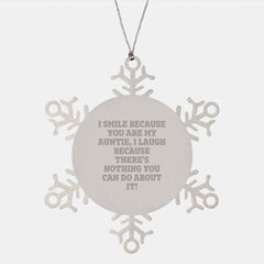 Funny Auntie Gift Ideas, Cute Snowflake Ornament, I Smile Because You Are My Auntie, Gifts from Family for Auntie, Christmas Unique Gifts - Image 1