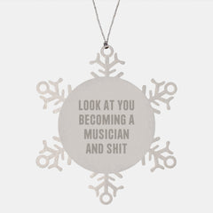 Funny Musician Gifts from Men to Friends - Snowflake Ornament for Christmas Unique Presents - Image 1