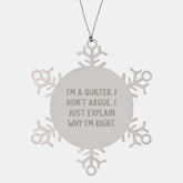 Quilter Gift Funny Christmas Snowflake Ornament Shatterproof Stainless Steel - Image 1
