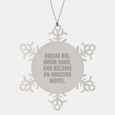 Inspirational Model Gifts for Christmas, 'Dream Big Work Hard', Snowflake Ornament from Friends, Unique Christmas Unique Gifts for Family - Image 1