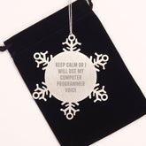 Funny Snowflake Ornament, 'Keep Calm Or I Will Use My Computer Programmer Voice' Gifts for Computer Programmer, Men, or Colleagues, Christmas Unique Presents from Friends or Family - Image 2