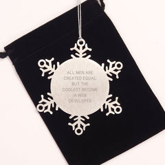 Funny Web Developer Gifts from Friends for Men - Snowflake Ornament, All Men Are Created Equal But The Coolest Become A Web Developer - Image 2