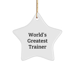 Funny Trainer Gifts from Men Unique Star Ornament for Christmas with 'World's Greatest Trainer' Quote - Image 1