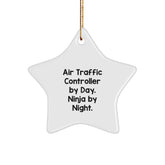 Funny Air Traffic Controller Gifts - Star Ornament from Men to Air Traffic Controller By Day. Ninja By Night. - Christmas Unique Gifts - Image 1
