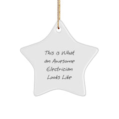 Electrician Gifts from Friends, Funny Star Ornament for Christmas, This Is What An Awesome Electrician Looks Like, Electrician-Star-Shaped, Gifts for Electrician - Image 1