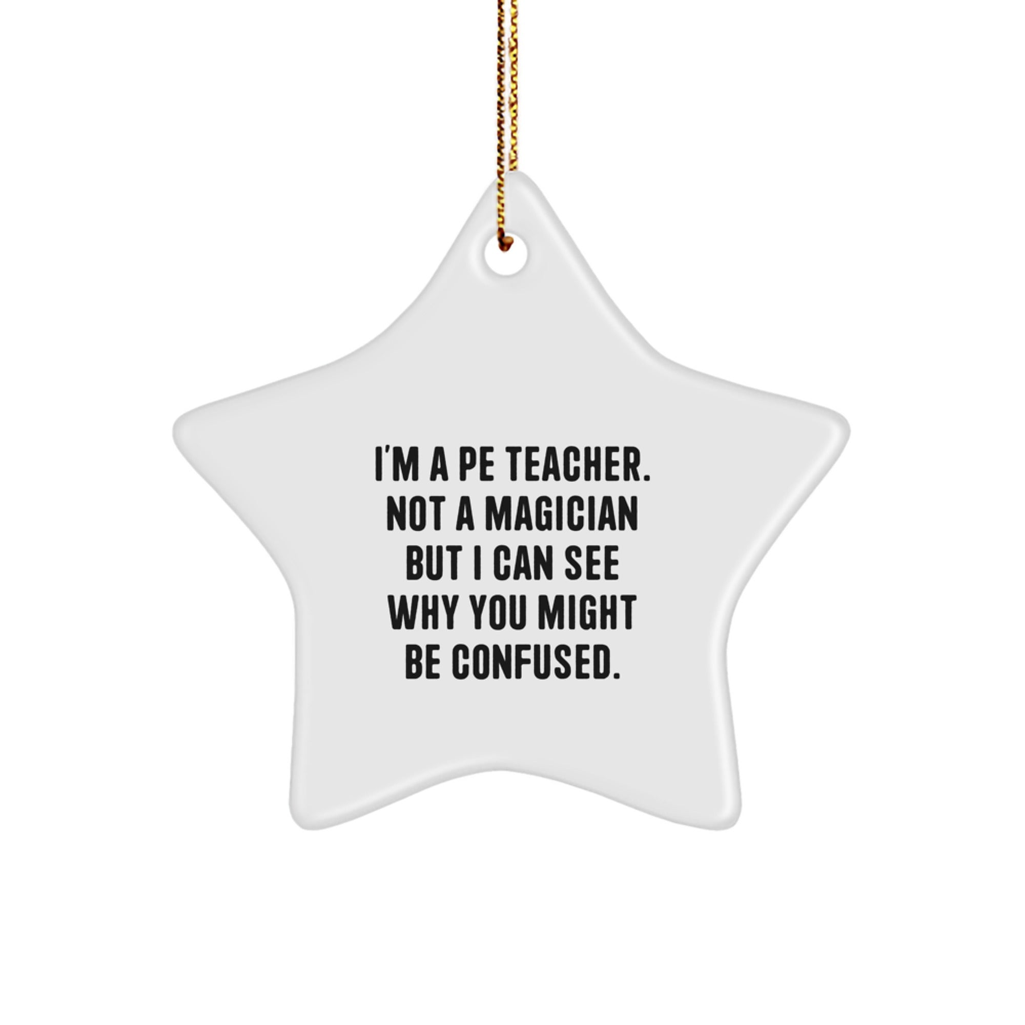Funny PE Teacher Gifts, Star Ornament for PE Teacher, I'm A Pe Teacher Quote, Christmas Unique Gifts from Men to PE Teacher, Office Decorations for PE Teacher's Room - Image 1