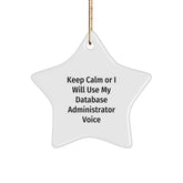 Funny Database Administrator Star Ornament, Gifts from Men to Colleagues on Christmas Unique Gifts Day, Keep Calm Or I Will Use My Database Administrator Voice - Image 1