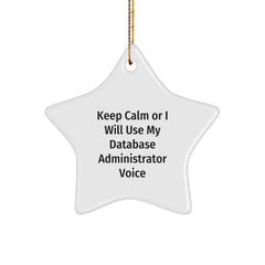 Funny Database Administrator Star Ornament, Gifts from Men to Colleagues on Christmas Unique Gifts Day, Keep Calm Or I Will Use My Database Administrator Voice - Image 1
