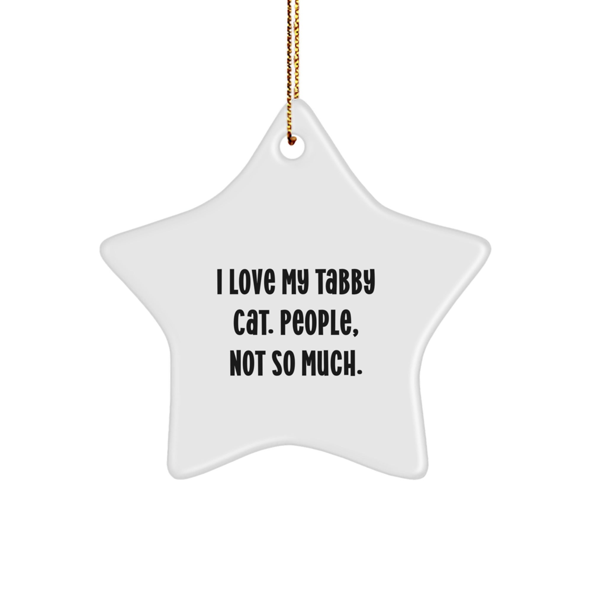 'I Love My Tabby Cat, People Not So Much' Funny Star Ornament Gifts for Tabby Cat Lovers from Friends, Christmas Unique Gifts - Image 1