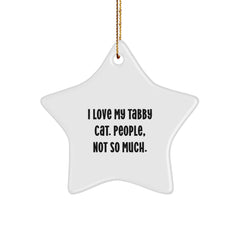 'I Love My Tabby Cat, People Not So Much' Funny Star Ornament Gifts for Tabby Cat Lovers from Friends, Christmas Unique Gifts - Image 1