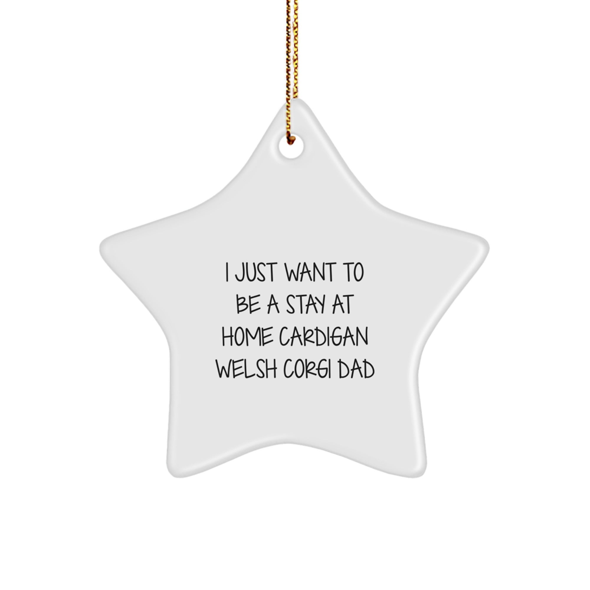 Funny Cardigan Welsh Corgi Dog Gifts - Star Ornament for I Just Want To Be A Stay At Home Dad - Gifts from Men for Cardigan Welsh Corgi Dog Lovers at Christmas - Image 1