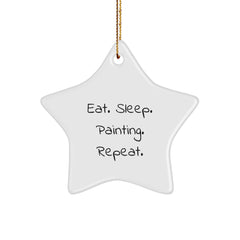 Painting Inspiration Gifts from Men to Women Friends and Family - Eat. Sleep. Painting. Repeat. Star Ornament - Image 1