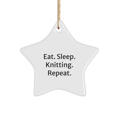 Knitting Enthusiasts' Delight - Eat. Sleep. Knitting. Repeat. Star Ornament Gifts for Knitting Lovers - Gifts from Friends - Image 1